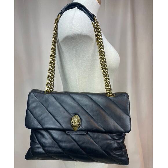 KURT GEIGER Kensington Quilted Leather Shoulder‎ Handbag Goth Punk Eagle ($275) - Picture 2 of 12